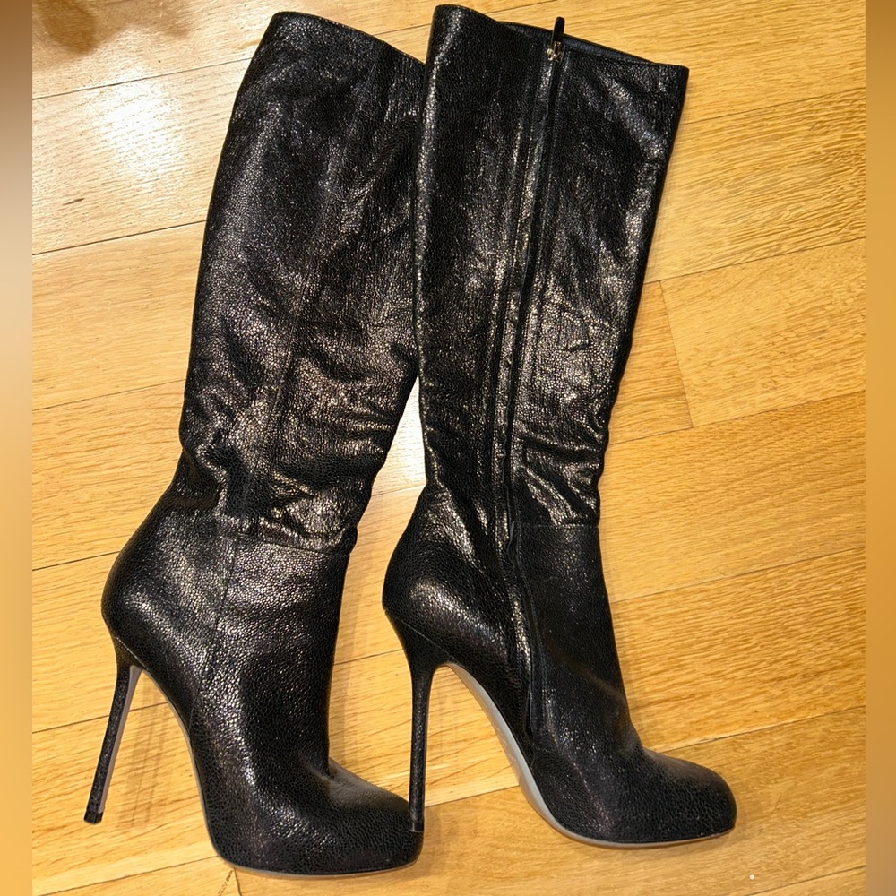 SERGIO ROSSI knee high boots stiletto heel black size 39